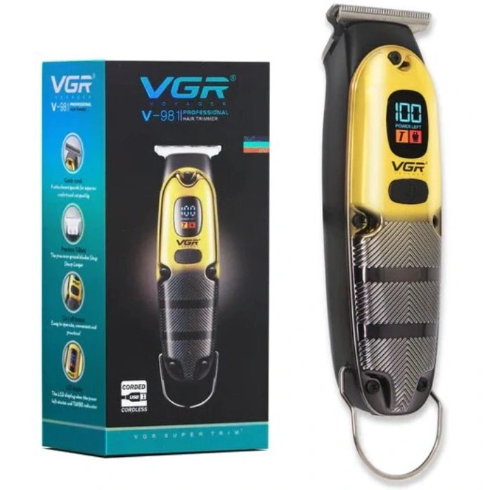 ماشین اصلاح خطزن VGR مدل V981 مشکی با شانههای طلایی"