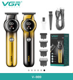 VGR V-989ماشین اصلاح خط زن جنس تیغه کربن روکش نقره ای ۲۰۰دقیقه استفاده دور منور ۶۵۰۰ سازگار با انواع پوست و مو مخصوص استفاده شخصی و اصلاحی صاف و راحت