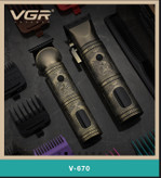 بهترین ست ماشین اصلاح خط زن و حجم زن موی سر و صورت آرایشگاهیvgr v670 ۲۰۲۴