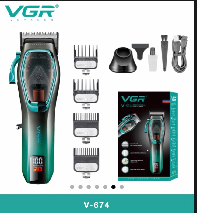-VGR-V674 سلطان ماشین اصلاح حجم زن ویجی ار -باتری3000میلی-۴ساعت استفاده مداوم فقط با ۱۲۰دقیقه شارژگیری -متور 9000RPM-تیغه های پروفیشنال -