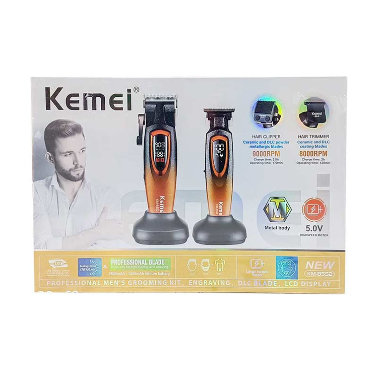 قیمت خرید اینترنتی ست ۲عددی ماشین اصلاح موی سر و صورت با قابلیت آرایشگاهی از برند کیمی مدل8553