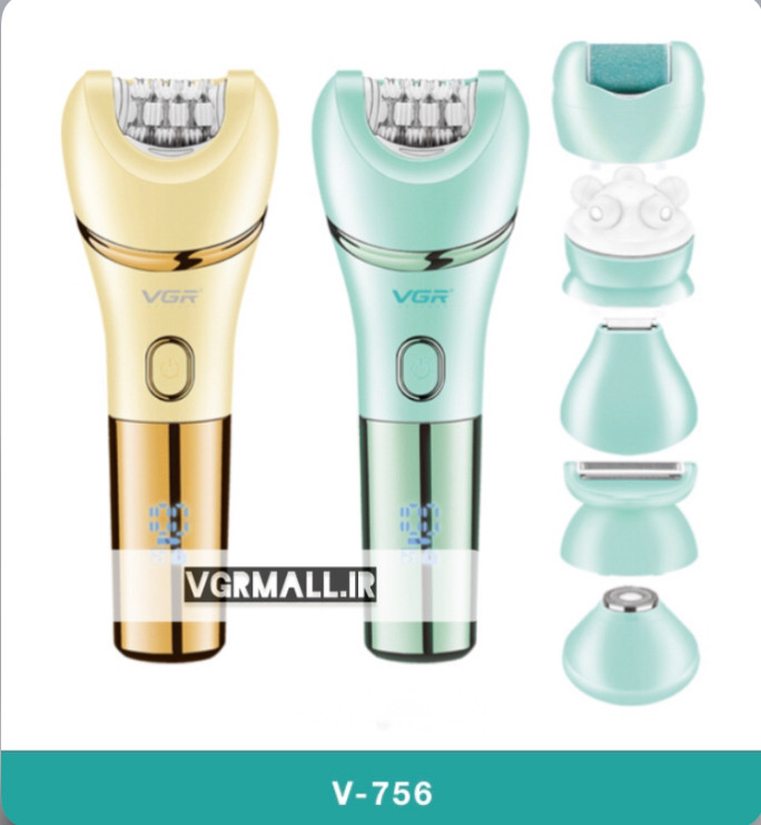 دستگاه چندکاره زیبای VGR V756با ۷ سری (اپیلاتور، خطزن، سنگپا، شیو، فیسبراش، ماساژور، موزن)