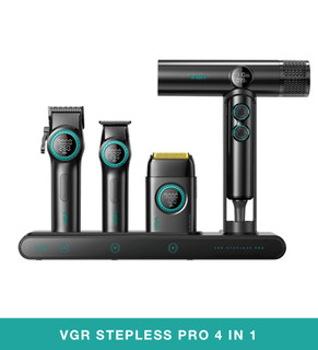 ست کامل VGR Stepless Pro 4in1 با سشوار ۴۰ سطح و تیغه DLC - اصل اورجینال با گارانتی ۲۴ ماهه وی جی ار مال
