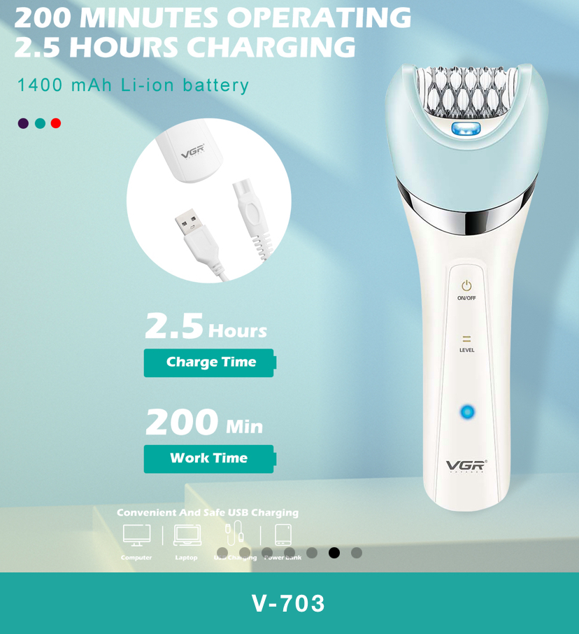 "name": "اپیلیدی 5 کاره VGR مدل V-703 | دستگاه حرفه‌ای لایه‌برداری و ماساژ پوست",