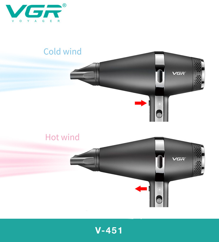 سشوار پرفروش وی جی ار با حالت سردگرم وداغ گازانتی ۲۴ماهه متور وسیمکشی