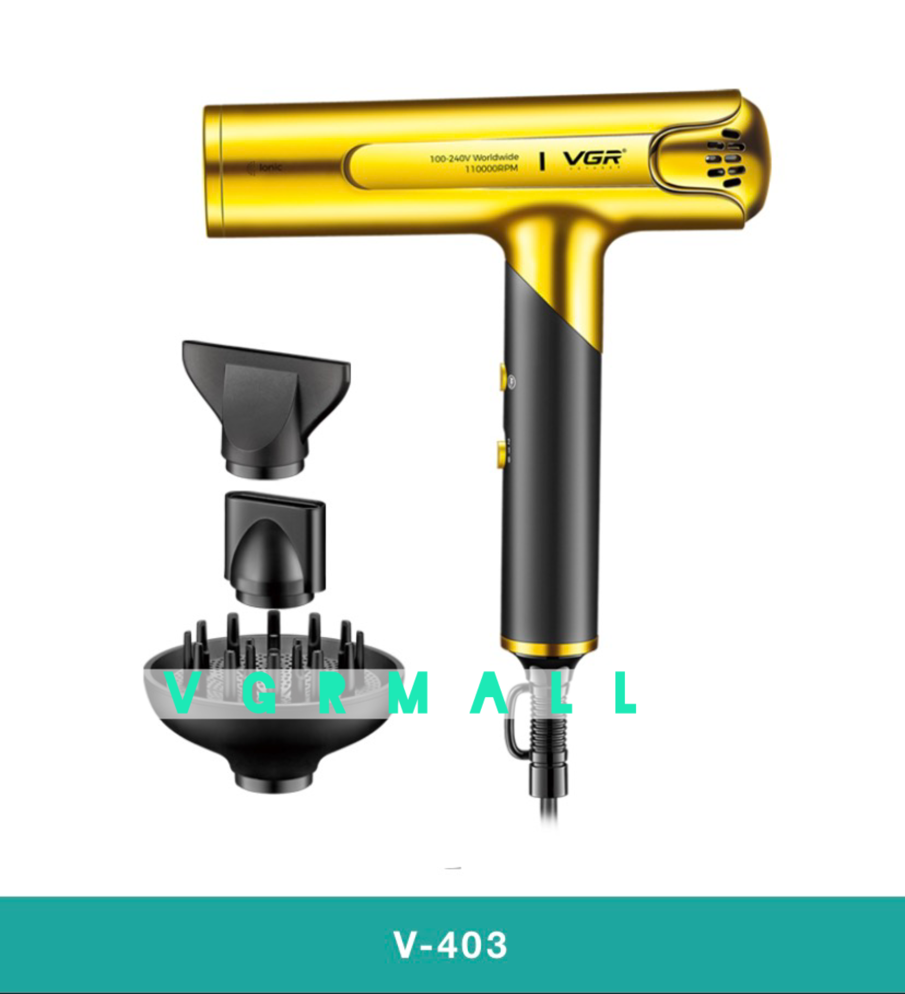 سشوار حرفه ای VGR V-403 با موتور BLDC و نمایشگر LED - نمایندگی رسمی وی جی ار مال