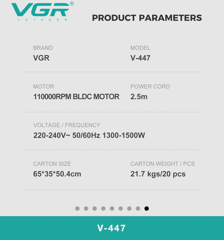 vgr-v447سشوار وی جی ار 110,000Rpmجدید