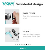 vgr-v447سشوار وی جی ار 110,000Rpmجدید