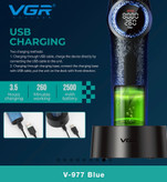 خطزن VGR V-977 BLUE با ۴ شانه و استند نگهدارنده