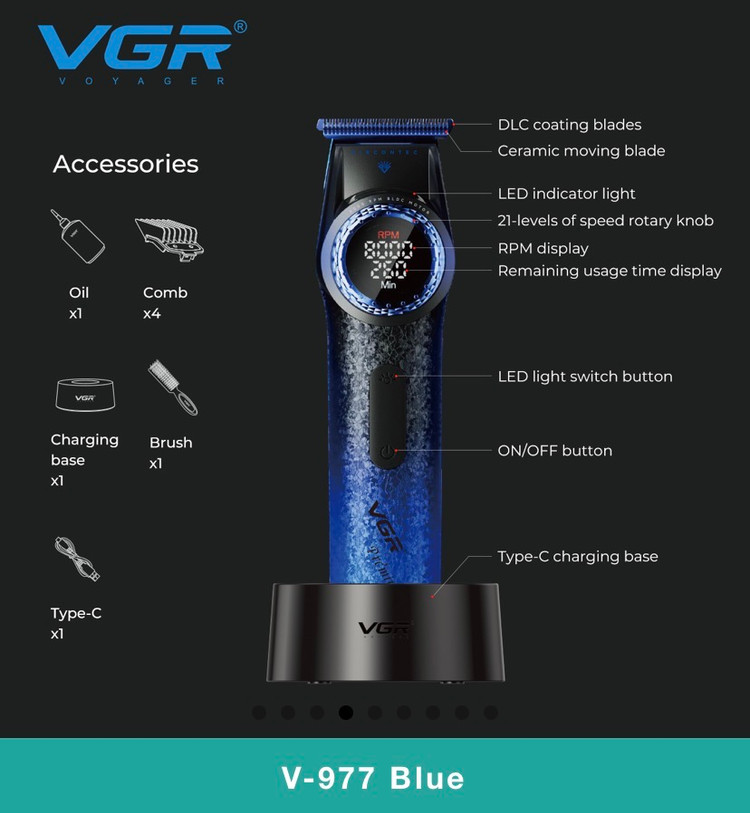vgr-v977 blueماشین اصلاح خط زن وی جی ار مدل v977بلو آبی (جدید)