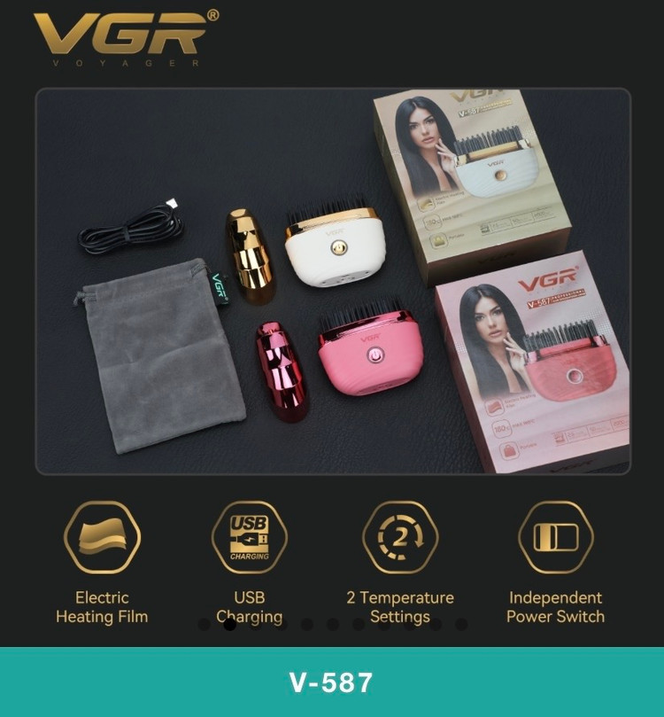 نمایشگر LED و کلید خاموش روشن برس حرارتی مسافرتی VGR V-587