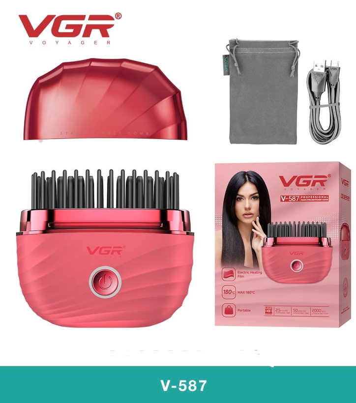 برس حرارتی شارژی VGR V-587 رنگ سورمهای پررنگ زنانه