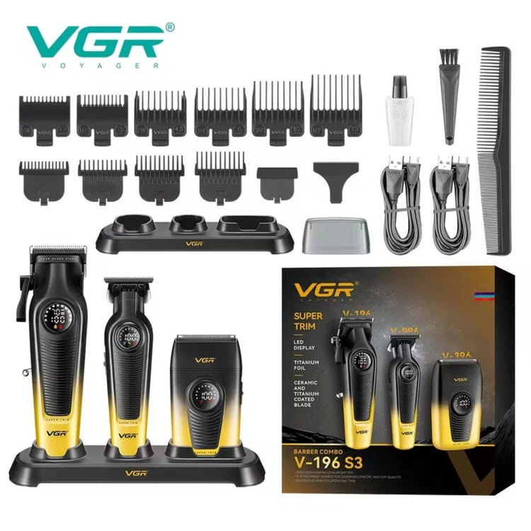 پک ماشین اصلاح کمبو جدید VGR V-196 S3in1 ست سه تیکه اقتصادی