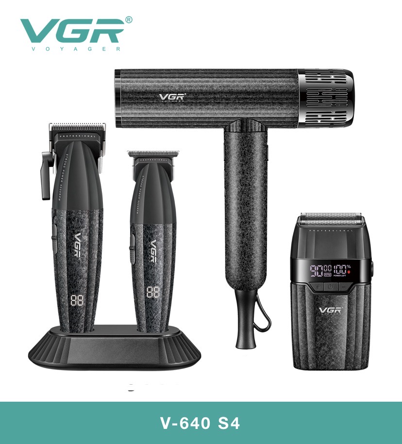 ست کامل ماشین اصلاح همراه با سشوار وی جی ار مدلv640S4با گارانتی معتبر وی جی ار مال